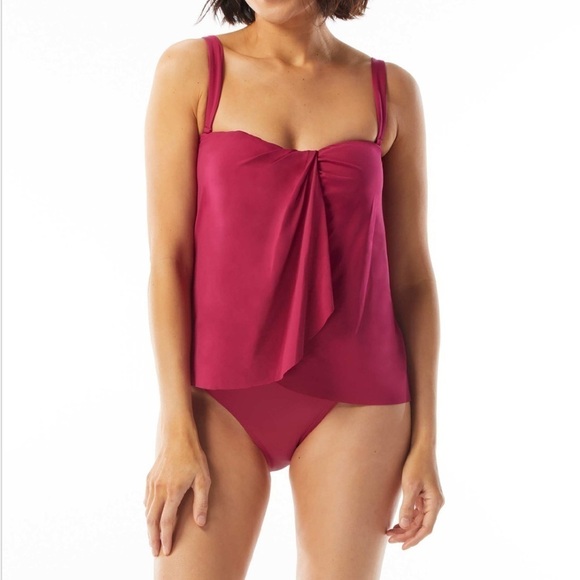 Coco Contours Clarity Bandeau Bra Sized Tankini Top Keepsake DEEP FUSCHIA,10/34D - Picture 9 of 15